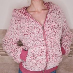 FAUX FUR PINK HOODIE